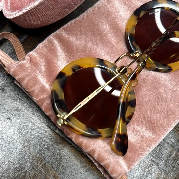 Miu Miu Tortoise Sunglasses with Pink Velvet Case
